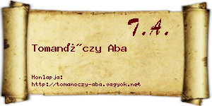 Tomanóczy Aba névjegykártya